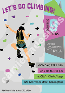 Rock climbing invitation Clip and Climb party invitation