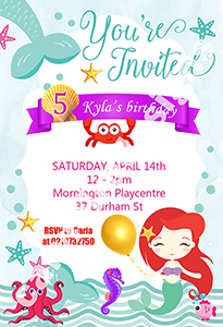 Mermaid kids birthday party invitation Mermaid party invitation