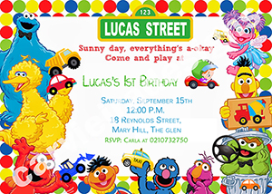 Sesame street birthday party invitation Sesame street party invitation