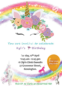 Unicorn kids party invitation Unicorn party invitation